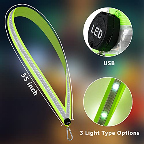 LED Night Running Gear High Visibility LED Flashing Sash Outdoor Running Cycling Hiking Jogging Rechargeable Illuminating Gear for Men and Women Night Safety Walking - color: Green
