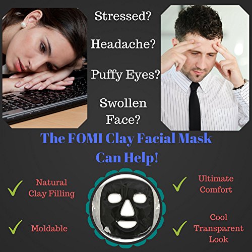 FOMI Cold Clay Facial Ice Mask | Cooling Face Mask for Acne, Swollen Face, Puffy Eyes, Dark Circles, Headache, Migraine, Sinus Relief | Fabric Backing | Natural Clay Filling (X-Large)