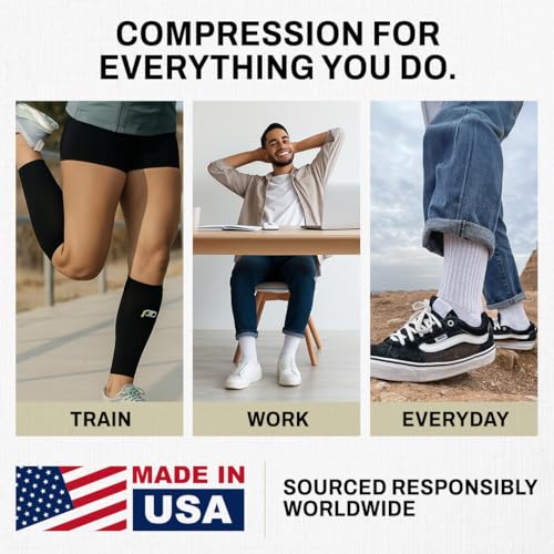 PRO Compression Marathon Calf Sleeve, Navy Over White, L/XL (1-Pack) - color: Navy Over White, size: Large/X-Large