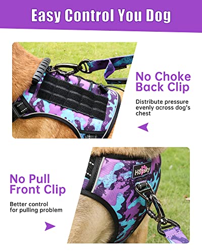 Tactical Dog Harness No Pull,Service Dog Vest with Handle,Purple Camo, XL - color: Purple Camo, size: XL(Neck: 22''-29.5'',Chest:25''-40''）