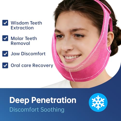 Wisdom Teeth Ice Pack Head Wrap Jaw Face Ice Pack with 4 Gel Packs - color: Hot Pink #2