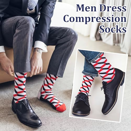 Shyyween 12 Pairs Men Knee High Compression Socks - size: Large, style: Color Wave