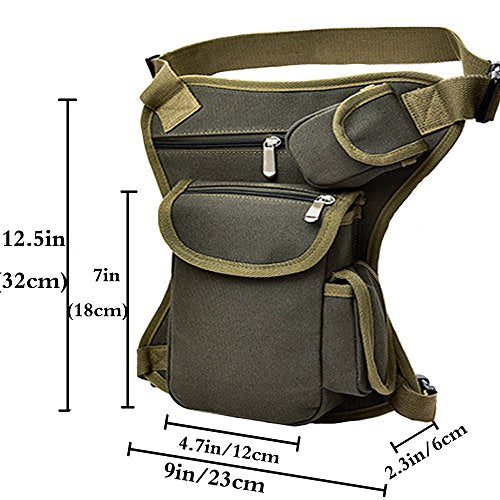 Small Multi-Purpose Drop Waist Leg Bag Canvas Utility Tactical Hip Molle Pack Sport Camping Hiking Motorcycle Racing Thigh Pouch Army Green - color: Army Green