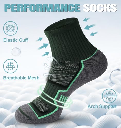 Men's Cushioned Ankle Socks, Athletic Running Gym Socks 6 Pairs - color: 6 Pairs Multicolor, size: 10-13