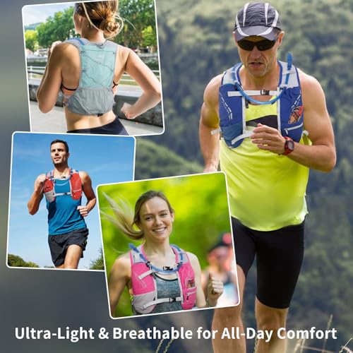 Lightweight Running Vest for Women and Men Hydration Backpack Pack with 1.5L Water Bladder Bag Running Gear Accessories for Hiking Trail Cycling Marathon