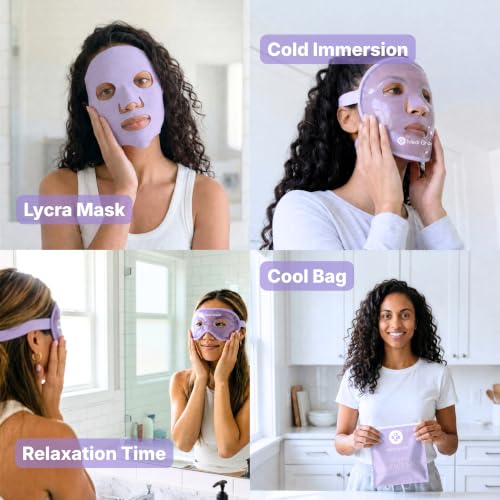 Medi Grade Face Ice Pack and Cooling Eye Mask Set, ChillGel Gel Mask Purple - color: Purple