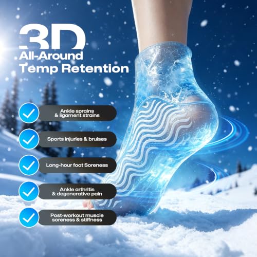 Ankle Ice Pack Wrap Cold Compression for Sprain & Swelling Relief - size: Large