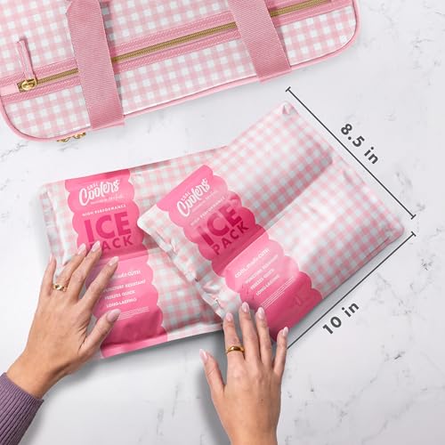 Cool Coolers by Fit & Fresh XL High Performance Cooler Ice Packs, 2pk - color: Pink Gingham (2 Pack)