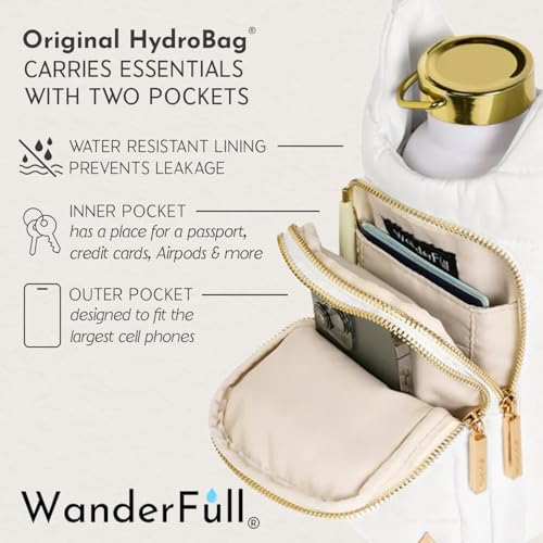 WanderFull Original HydroBag Crossbody Water Bottle Holder with Phone Pocket, Fits Water Bottles up to 32 oz - color: Dark Purple Matte