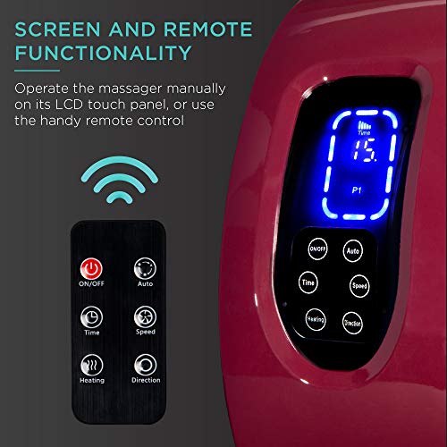 Best Choice Products Shiatsu Foot Massager with Heat for Plantar Fasciitis & Neuropathy, Kneading Foot & Calf Massager with Remote, 360° Adjustable Handle, Rolling & Compression Massage - Red - color: Red