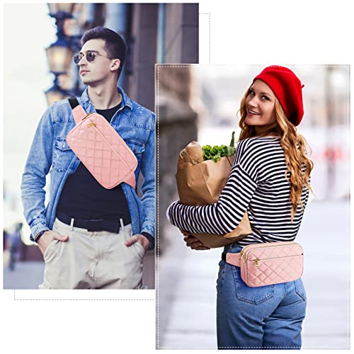 CXWMZY Fashion Fanny Packs for Women & Men, Girls Boys Teens Waist Bag Hip Bum Bag Cute Fanny Pack Casual Bum Bag with Multi-Pockets Adjustable Belts for Disney Traveling Cycling Running (Pink) - color: Pink