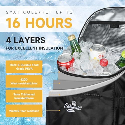 Catalonia Cooler Backpack, 33 Cans Insulated Leakproof Cooler Bag for Men Women, Portable Lunch Backpack for Beach, Hiking, Camping, BBQ, Fishing & Picnic