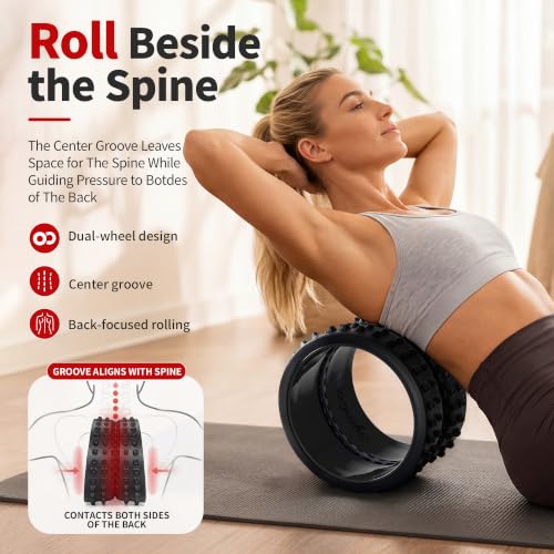 GymCope 10in Back Roller, Foam Roller for Exercise, Spine-Safe Groove - color: Black