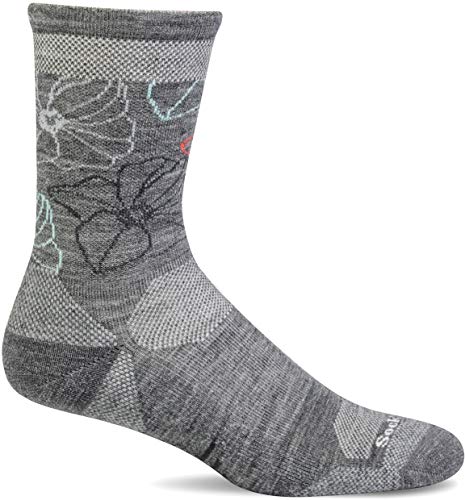 Sockwell Women's Petal Power Crew Moderate Graduated Compression Sock - color: Grey, size: Medium-Large