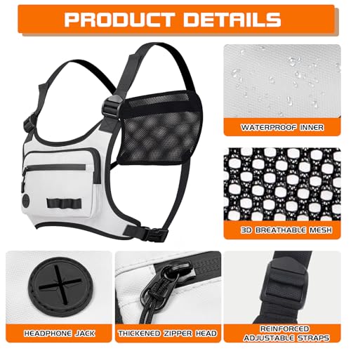 KINGSLONG Running Vest, Chest Bag for Men, Chest Pack, Hiking (F-White) - color: F-White