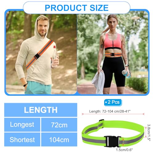 PATIKIL Adjustable Reflective Running Belt, Glow Pt Belt Sash for Cycling Walking - color: Green, size: 1.5 Inch