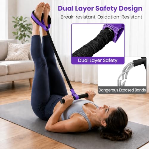 Rojvvec Pedal Resistance Bands with Handles, 55LBS Exercise Band for Women - color: Purple-Black