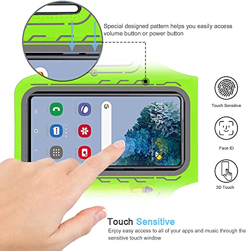 Armband for Samsung Galaxy S26 S25 S24 S23 S22 Ultra/Plus/FE, Gym Running Workouts Arm Band with Earbuds Holder (Green) - color: Green