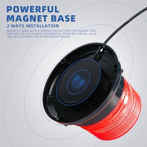 Red Rooftop Beacon Strobe Lights w/Magnetic Base, 1-Pcs - color: 1× Red