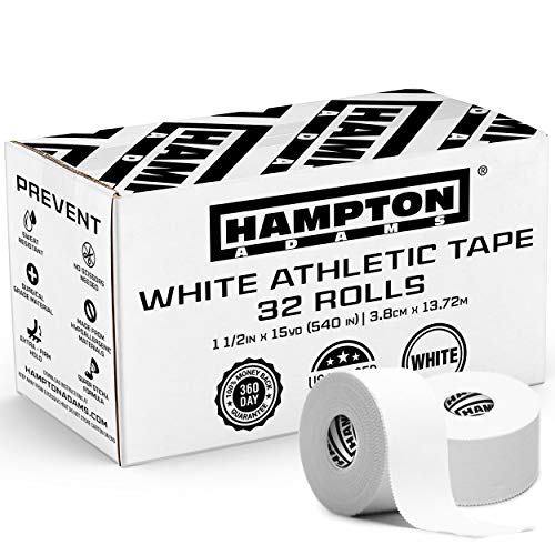 Hampton Adams Athletic Tape Multi Pack, Sports Medical Grade, Easy Tear - color: White (32 Pack)
