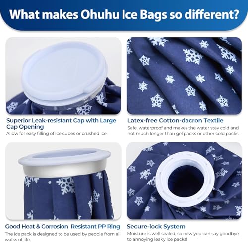 Ohuhu 3 Pack Ice Pack and Ice Bag for Injuries Hot Cold Therapy 6"/9"/11"