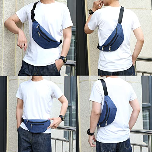 Fanny Pack for Men & Women, Fashion Waterproof Waist Packs with Adjustable Belt, Casual Bag Bum Bags for Travel Sports Running. - color: Dark Blue