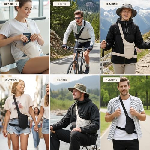 Long Keeper Money Belt for Travel Anti-Theft Crossbody Passport Holder for Women Men Hidden Slim Neck Wallet Under Clothes (Black)