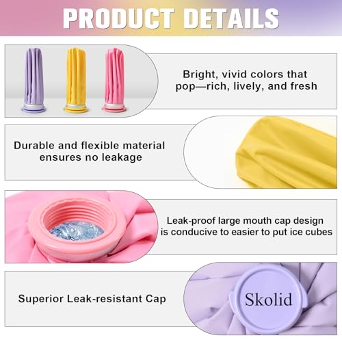 Ice Packs for Injuries Reusable, 3 Sizes, Purple, Yellow, Pink - color: Pink/Yellow/Purple