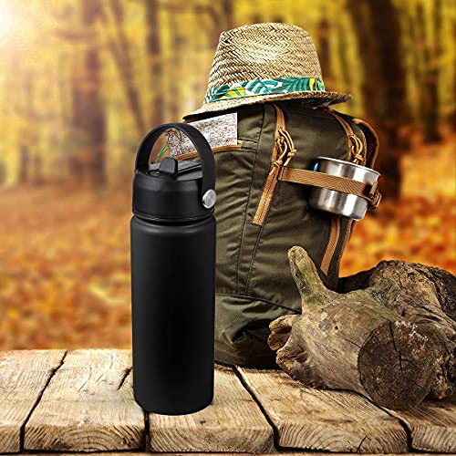 Straw Lid for Hydro Flask Wide Mouth Water Bottle, Black - color: Black