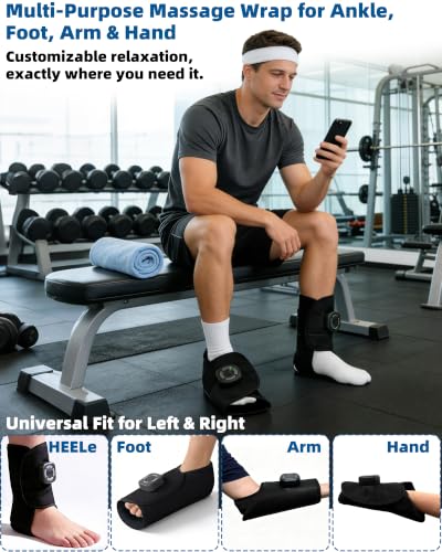 Cordless Air Compression Foot & Ankle Massager with Heat & Vibration,1 Pack - color: Black-1pc