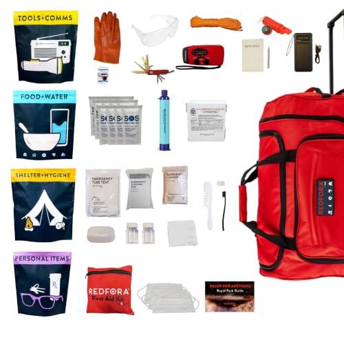 Complete Earthquake Bag - 3 Day Emergency kit for Earthquakes, Hurricanes, Wildfires, Floods + Other disasters - style: 4 Person