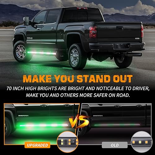 XRIDONSEN 2PCS 70 inch Running Board Lights 864 LED Strobe Light Strip - color: Green/White