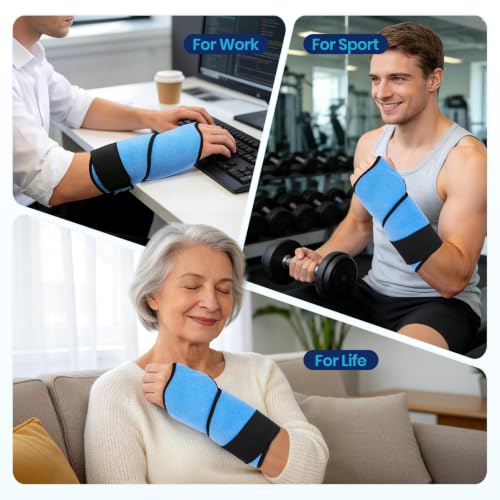 Comfpack Wrist Ice Pack Wrap for Carpal Tunnel Relief, 45-Min Cold Therapy - color: Blue