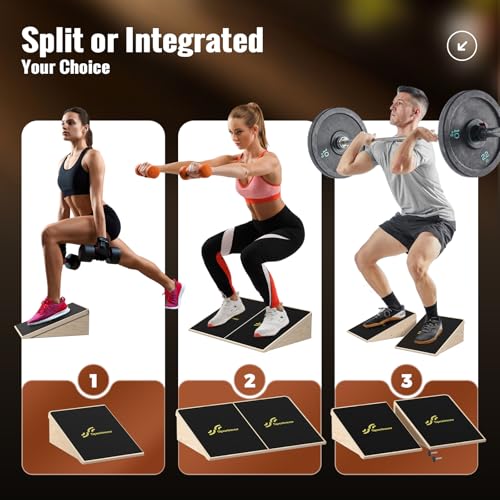 Sportneer Squat Wedge, 1200LB Wooden Heel Elevated Board for Squats - size: 20°