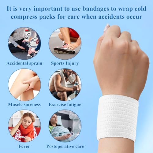 4-Pack Ice Pack Straps,35.5"x3"Elastic Ice Pack Wrap Holder with Hook&Loop - color: White