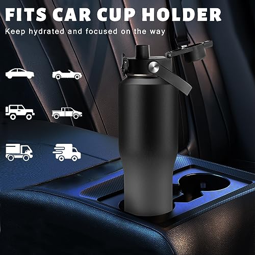 32oz Insulated Water Bottle with Carrier Bag, Fit Car Cup Holder Travel Mug - color: Shadow, size: 32 Ounces