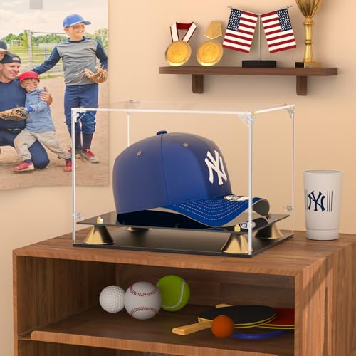 KOLIPI Hat Display Case, Clear Acrylic Baseball Cap Display Box Stand - size: 11 x 8 x 7 inches