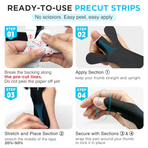 OK TAPE Precut Kinesiology Tape for Thumb, 36 Pcs, Support Thumb Joints - color: Beige