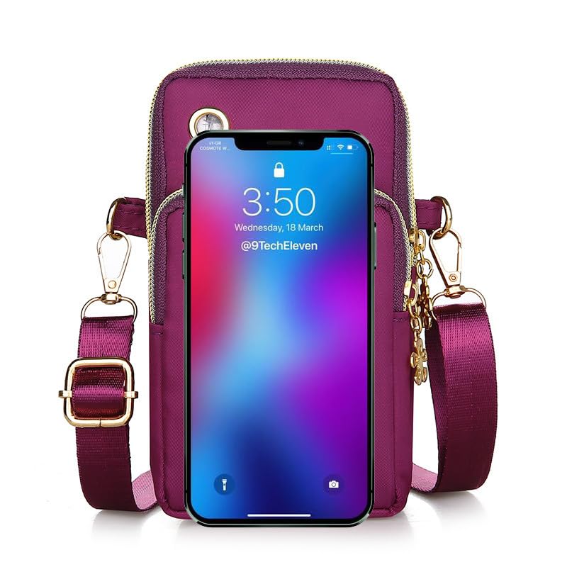 Crossbody Phone Bag Universal Armbands Phone Holder Pouch Case With Earphone Hole, Shoulder Handbag With Adjustable Strap - color: Blue