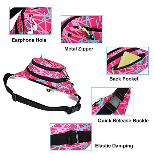 Ausion Fanny Pack Waist Bag for Men&Women Adjustable Belt Hip Bum Bag Fashion Water Resistant Hiking Waist Bag for Traveling Casual Running Hiking Cycling - color: Pink