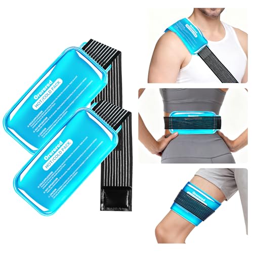 Ice Packs for Injuries Large 2 Packs Hot Cold Gel Pack with Strap Blue - color: Blue, size: Large 13 x 6 Inch