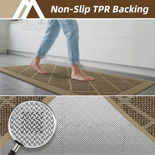 COSY HOMEER Kitchen Rugs, 2 PCS Kitchen Mats Non Slip Washable,Beige - color: Beige, size: 20"x32" + 20"x48"