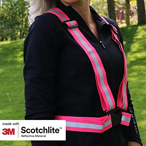 Salzmann Adults Reflective Cross Belt | Hi Vis Adjustable Safety Harness - color: Pink (Adult)