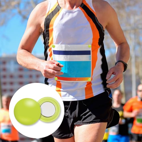 BOXOB 10 Pairs Magnetic Race Bib Clips, Marathon Race Number Buckle Running Bib Magnets Pins for Runners Field Triathlon Cycling Competition (White & Fluorescent Green) - color: White & Fluorescent Green