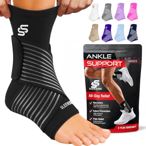 Sleeve Stars Ankle Brace Men & Women Support (Single/S:9"-10"/Black) - color: Black, size: Small