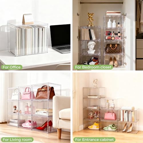 Extra Large 17.7" x 13" x 13" Clear Stackable Storage Bins, Magnetic Lid - size: XXX-Large