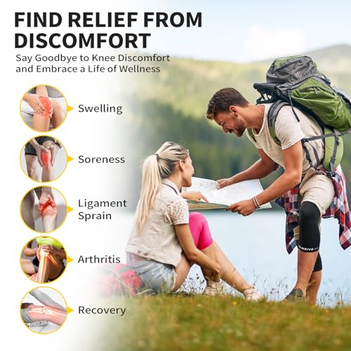 CAMBIVO Knee Brace for Women and Men (2 Pack), Ultra-Thin Lightweight Knee Compression Sleeve (Black, Large) - color: Black, size: Large