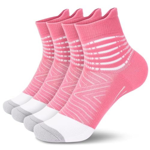 IRAMY Compression Ankle Support Socks Women - Wicking, Cushioned Athletic, Plantar Fasciitis Relief 2/3/6 Pairs - color: Pink(2 Packs), size: Medium