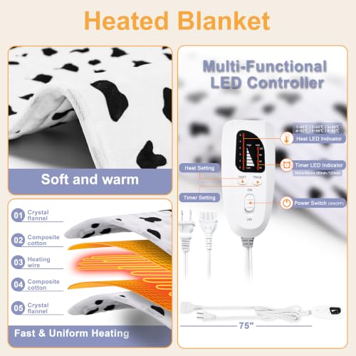 Heating Pad,Heated Blanket,Heating Pad for Back Neck,White,24x12 Inch - color: Whiteblack, size: 24x12 Inch