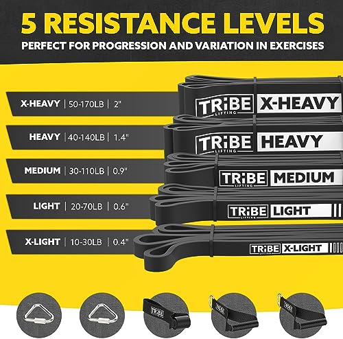 Long Resistance Bands Set, 5 Pull Up Assistance Bands for Working Out - color: Black 2